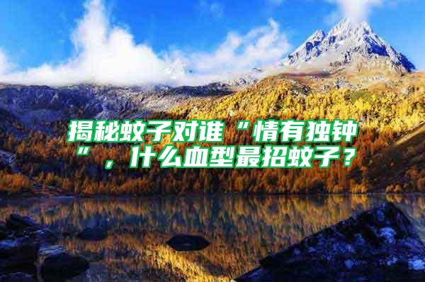 揭秘蚊子對(duì)誰(shuí)“情有獨(dú)鐘”，什么血型最招蚊子？