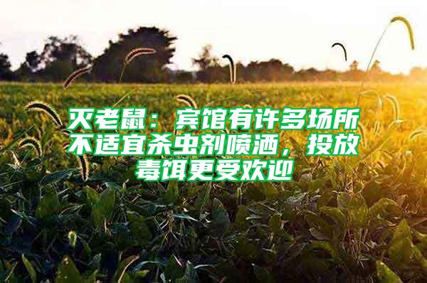 滅老鼠：賓館有許多場所不適宜殺蟲劑噴灑，投放毒餌更受歡迎