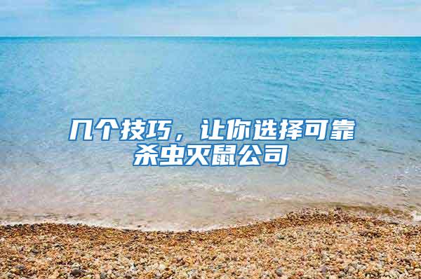 幾個技巧，讓你選擇可靠殺蟲滅鼠公司