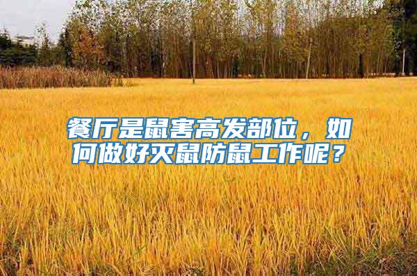 餐廳是鼠害高發(fā)部位，如何做好滅鼠防鼠工作呢？