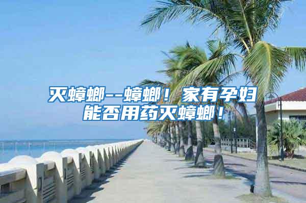 滅蟑螂--蟑螂！家有孕婦能否用藥滅蟑螂！