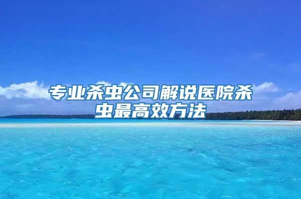 專業殺蟲公司解說醫院殺蟲最高效方法
