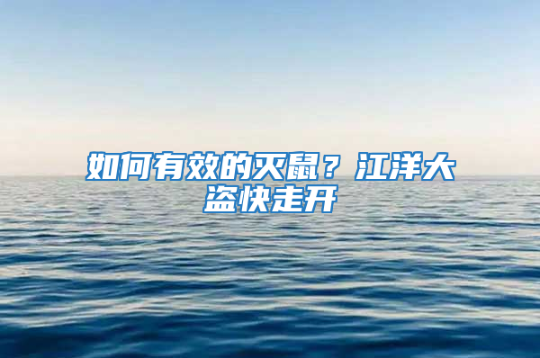 如何有效的滅鼠？江洋大盜快走開